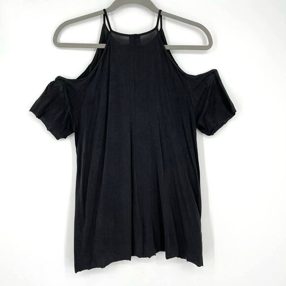 Zara W/B Collection Gray Cold Shoulder Top Medium - Picture 2 of 4